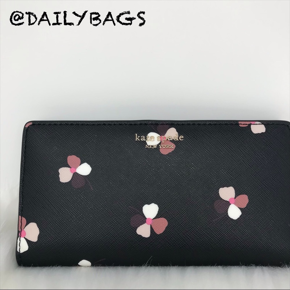 KATE SPADE LARGE SLIM BIFOLD WALLET DUSK BUDS NWT - Picture 3 of 8